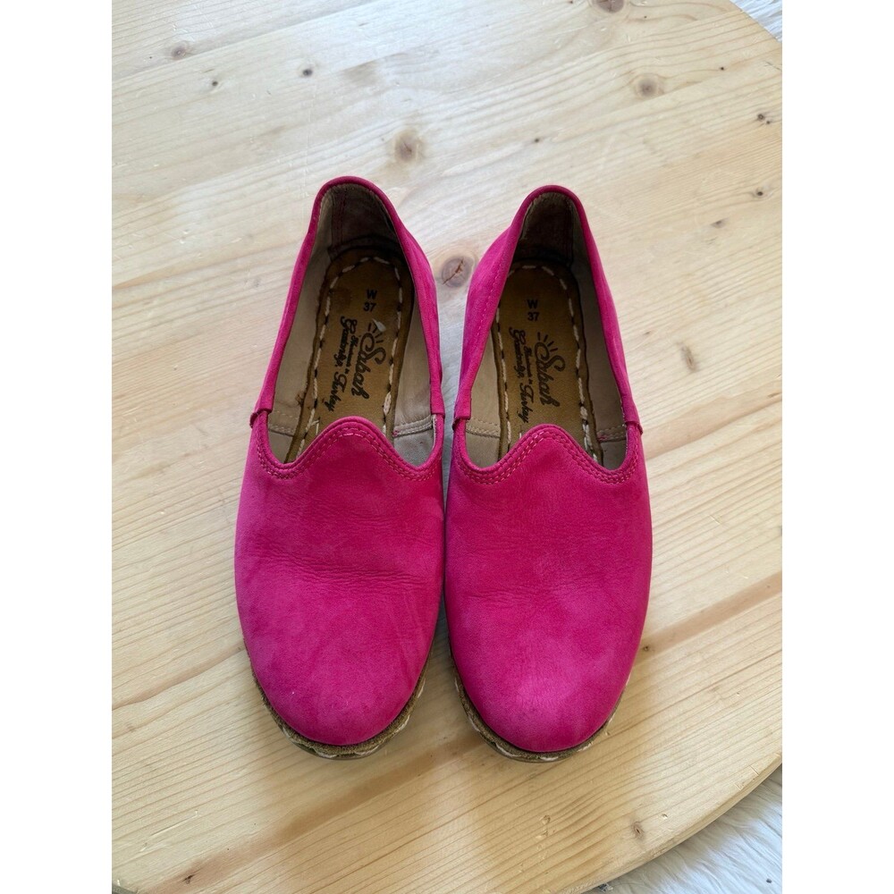Sabah Women's Pink Suede Slip-On Flats Shoes